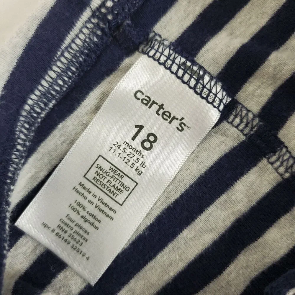 Carters Striped Blue Pull On Pajama Bottoms Leggings‎ Pants Size 18M GUC